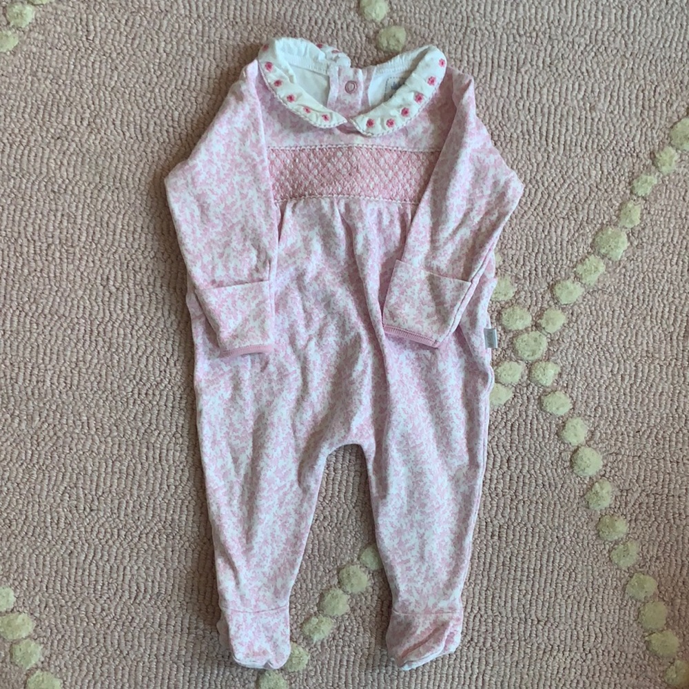 Jojo Maman Bebe smocked footie 3-6 months